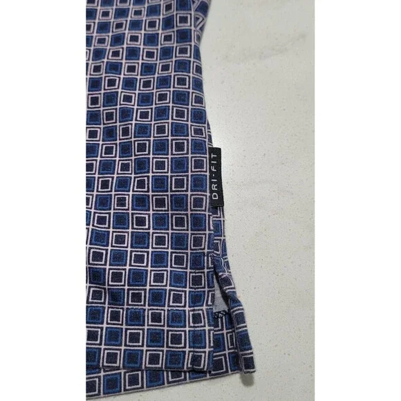 NIKE GOLF Tour DRI-FIT UV Geometric Checkered Polo Shirt NWOT Navy Blue Large - Picture 7 of 11